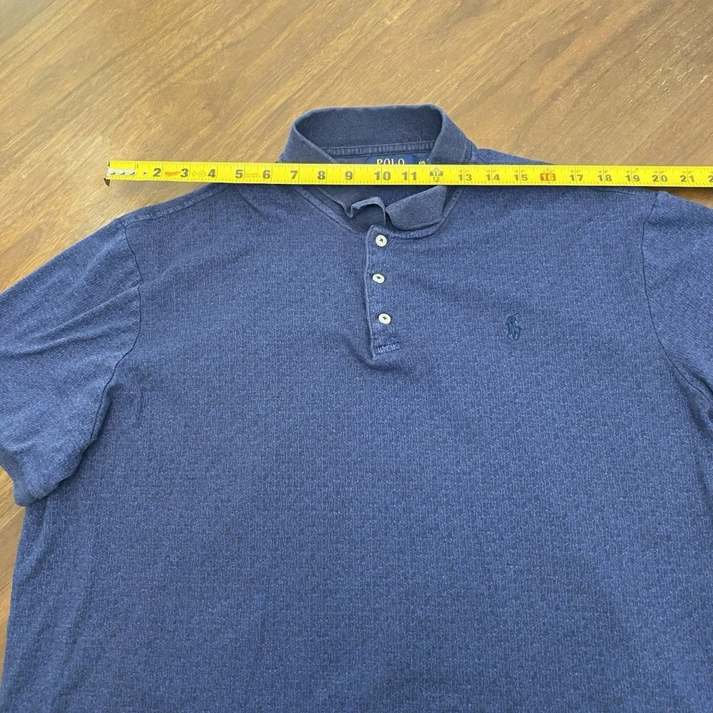 Polo Ralph Lauren Polo Shirt Mens XXL Blue Pattern Custom Slim Fit Short Sleeve